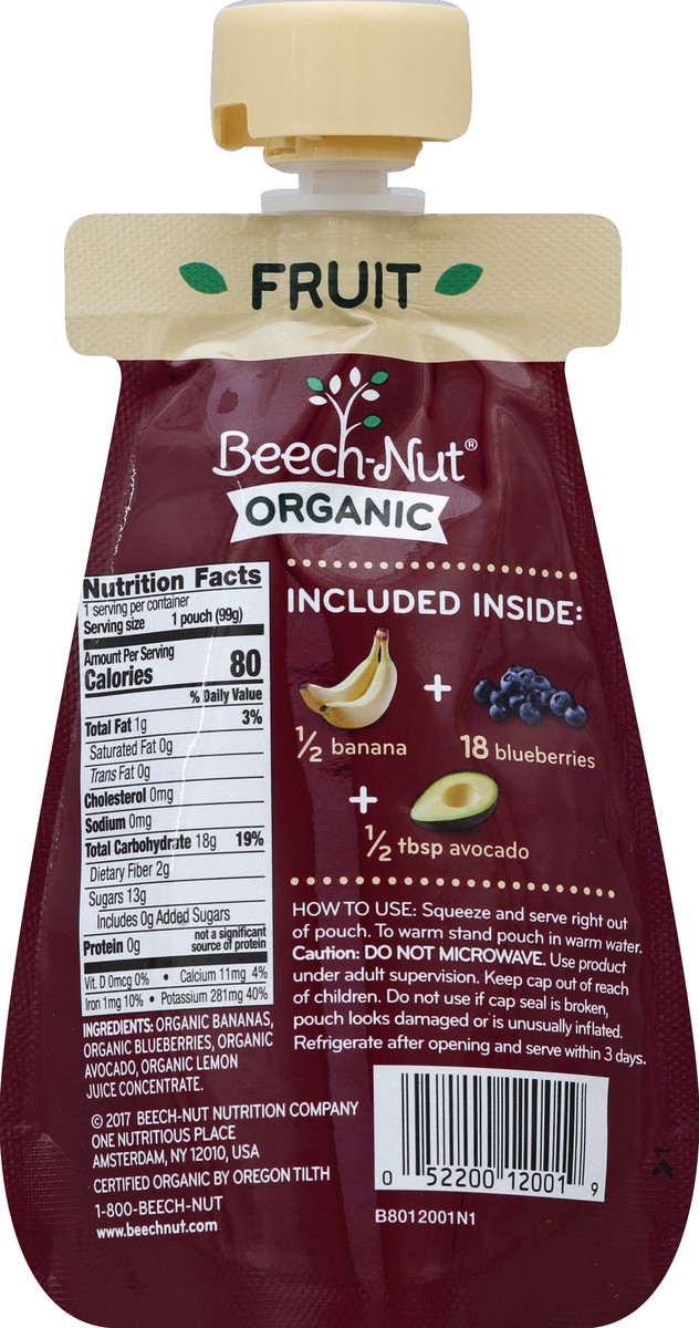 slide 3 of 6, Beech-Nut Cold Puree Pouch Banana, Blueberry & Avocado, 3.5 oz