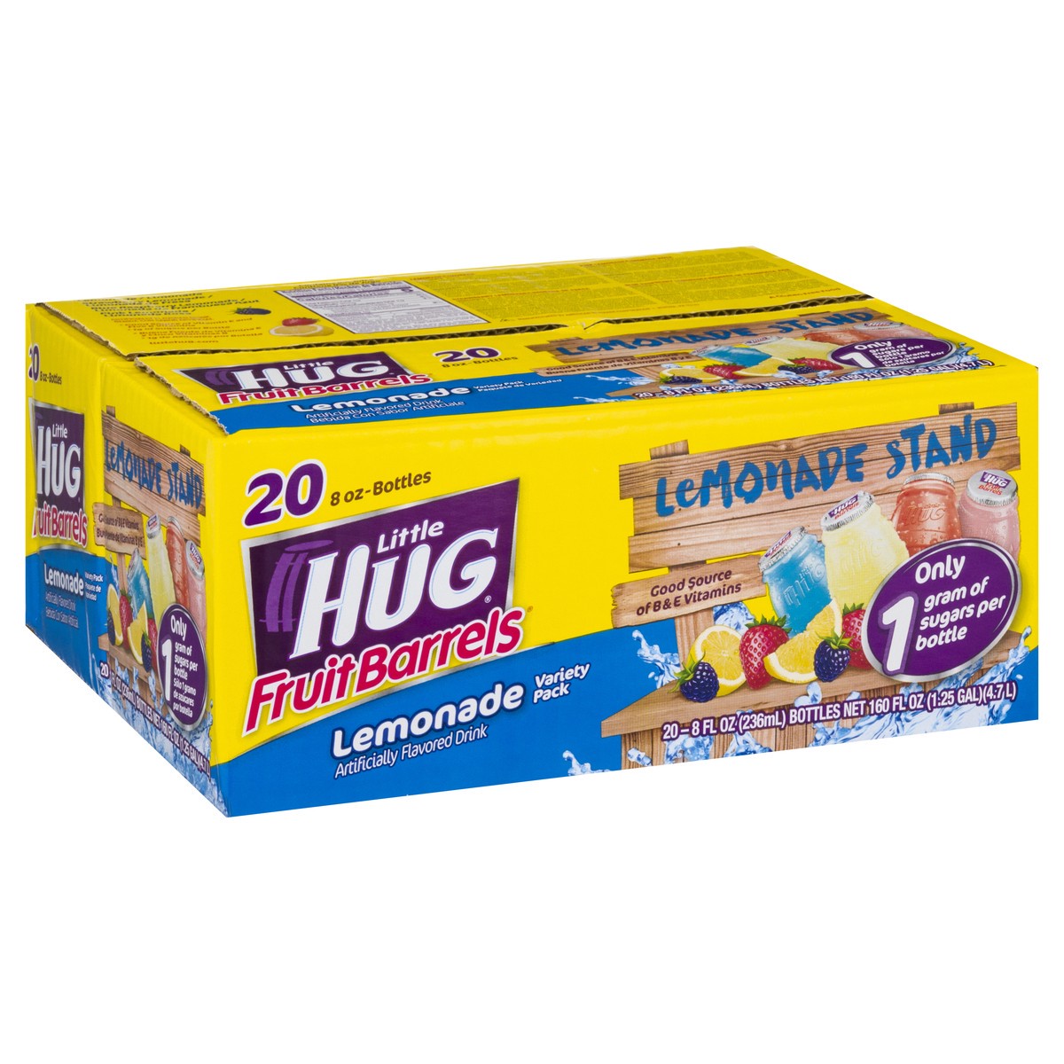 slide 4 of 9, Little HUG Fruit Barrels, Lemonade Stand, Kids Drinks Variety Pack, 20 Count, 8 FL OZ Bottles, 8 oz