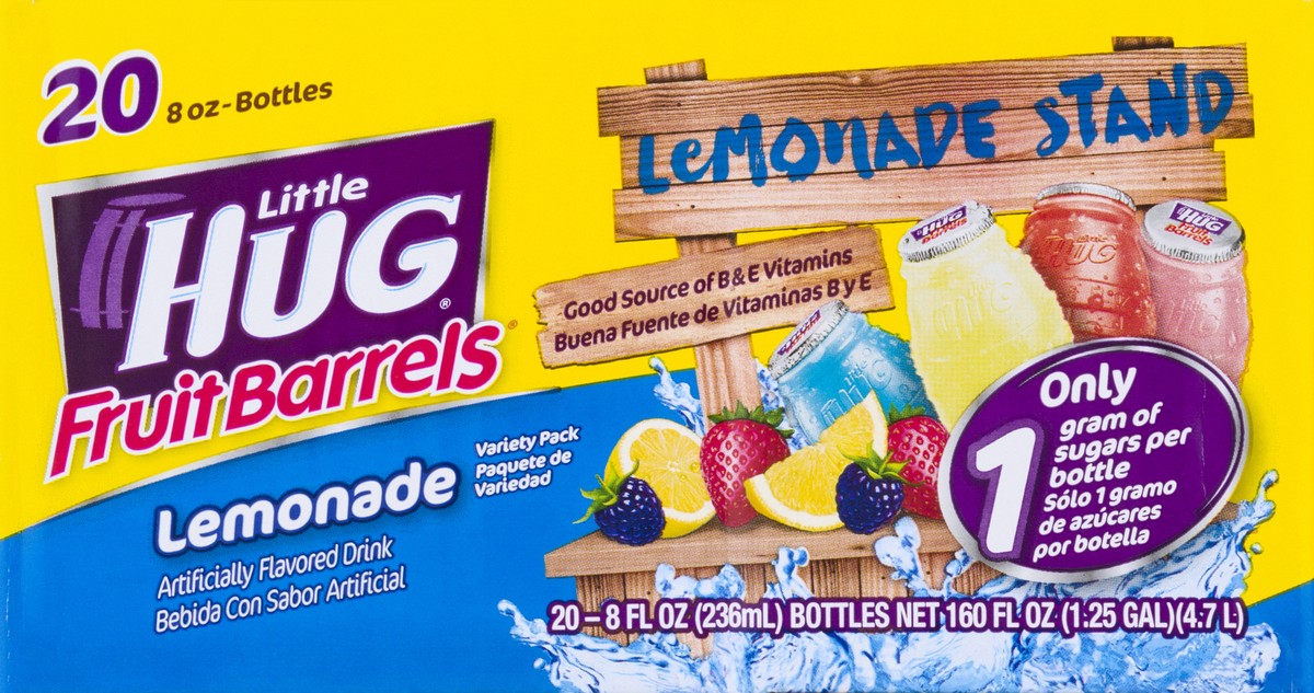 slide 7 of 9, Little HUG Fruit Barrels, Lemonade Stand, Kids Drinks Variety Pack, 20 Count, 8 FL OZ Bottles, 8 oz