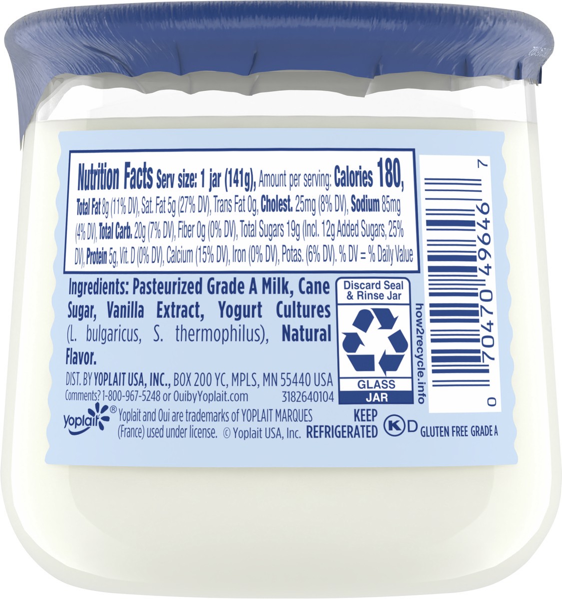 slide 8 of 9, Oui by Yoplait French Style Vanilla Whole Milk Yogurt, 5 OZ Jar, 5 oz