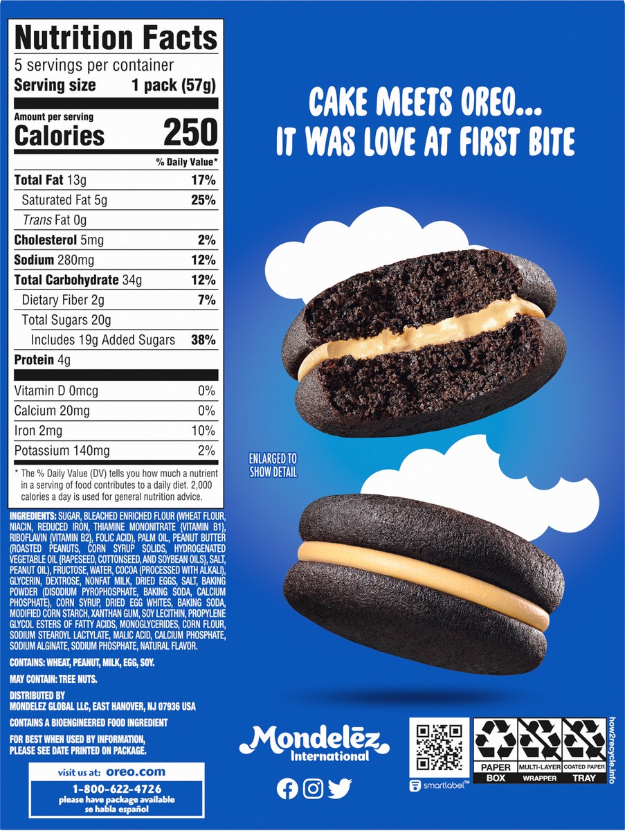 slide 5 of 13, OREO Peanut Butter Creme Cakesters Soft Snack Cakes, 5 - 2.02 oz Snack Packs, 10.1 oz