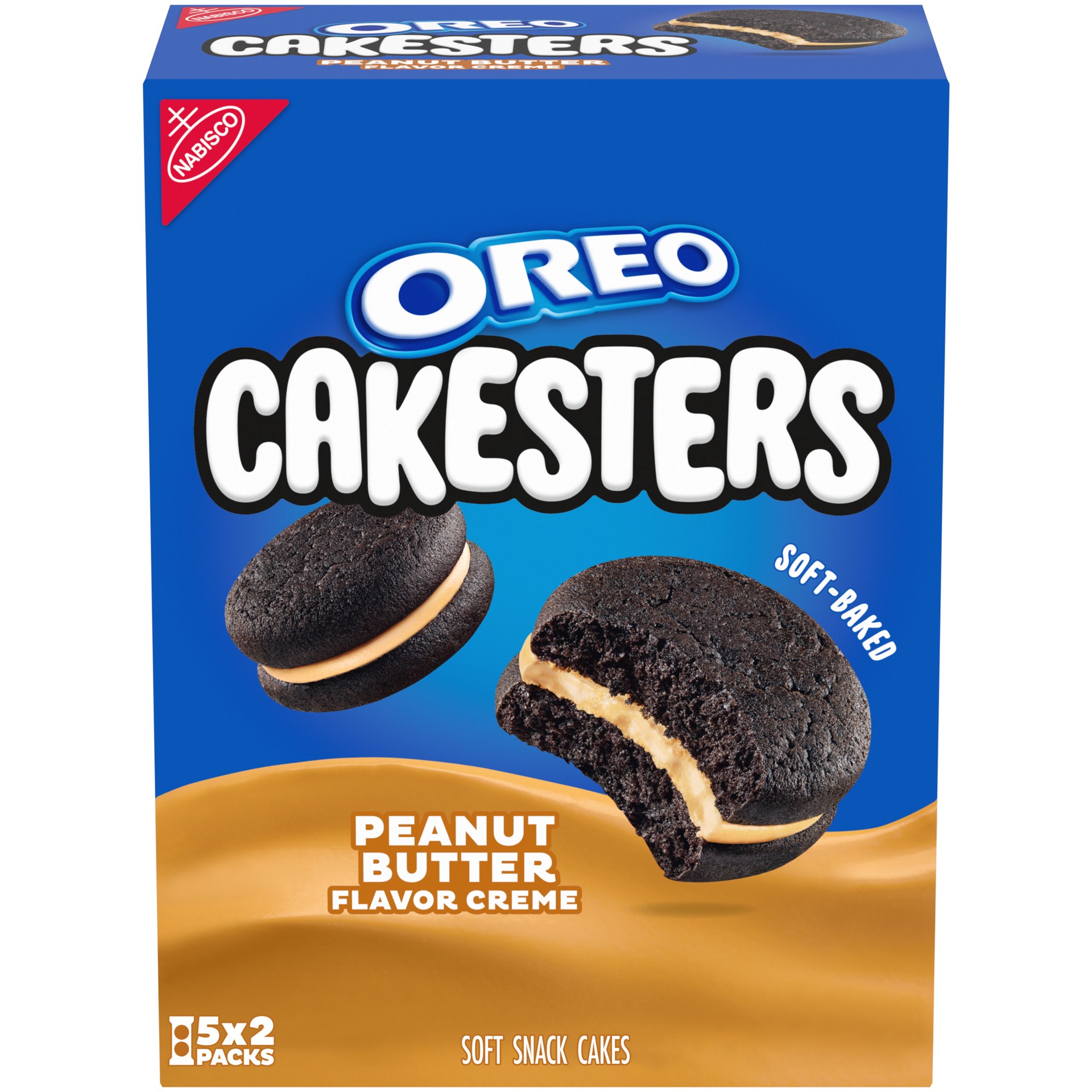 slide 1 of 13, OREO Peanut Butter Creme Cakesters Soft Snack Cakes, 5 - 2.02 oz Snack Packs, 10.1 oz