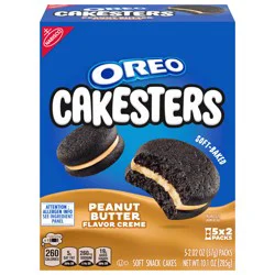 OREO Peanut Butter Creme Cakesters Soft Snack Cakes, 5 - 2.02 oz Snack Packs