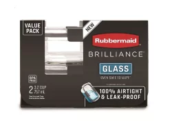 Rubbermaid® Brilliance™ 3.2-Cup Glass Food Storage Containers, 2 pk