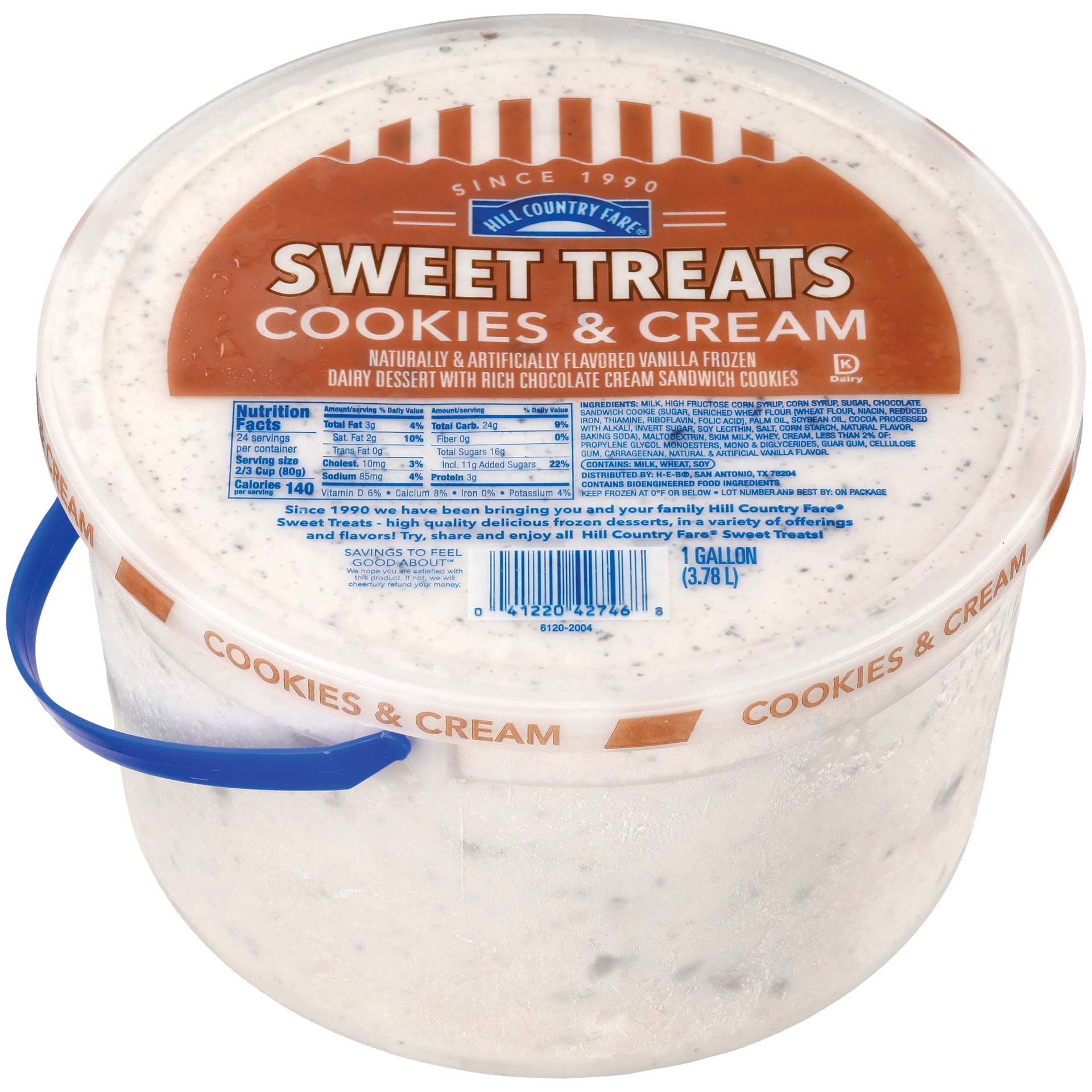 slide 1 of 1, Hill Country Fare Sweet Treats Cookies & Cream Ice Cream, 1 gal