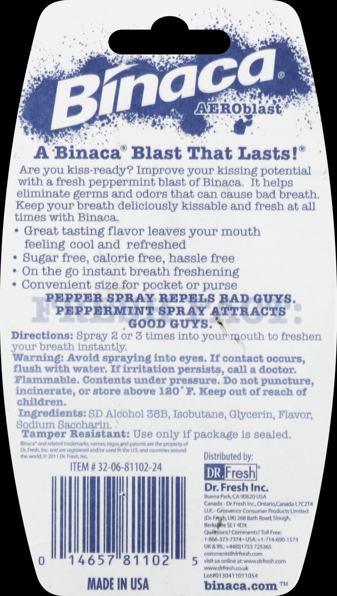 slide 4 of 4, Binaca Aeroblast Sugar Free Peppermint Breath Spray, 0.2 oz