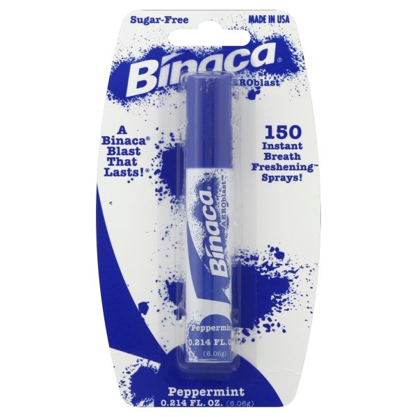 slide 1 of 4, Binaca Aeroblast Sugar Free Peppermint Breath Spray, 0.2 oz