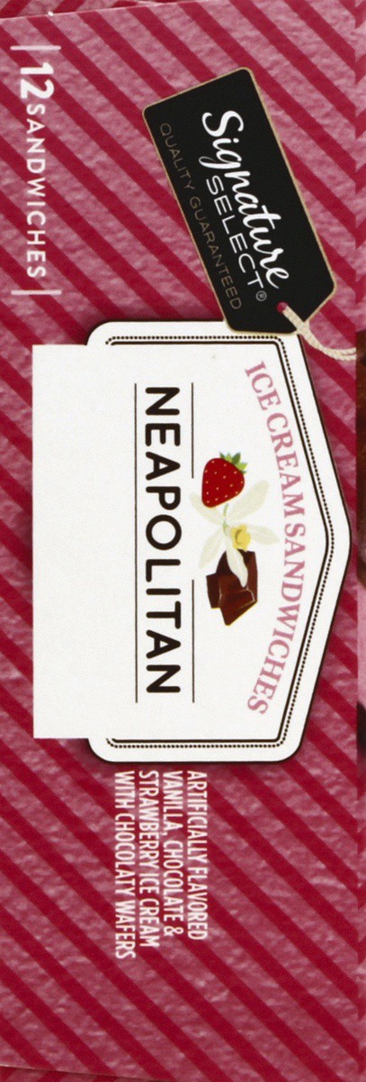 slide 2 of 7, Signature Select Neapolitan Ice Cream Sandwiches 12 - 3.5 fl oz Sandwiches, 12 ct