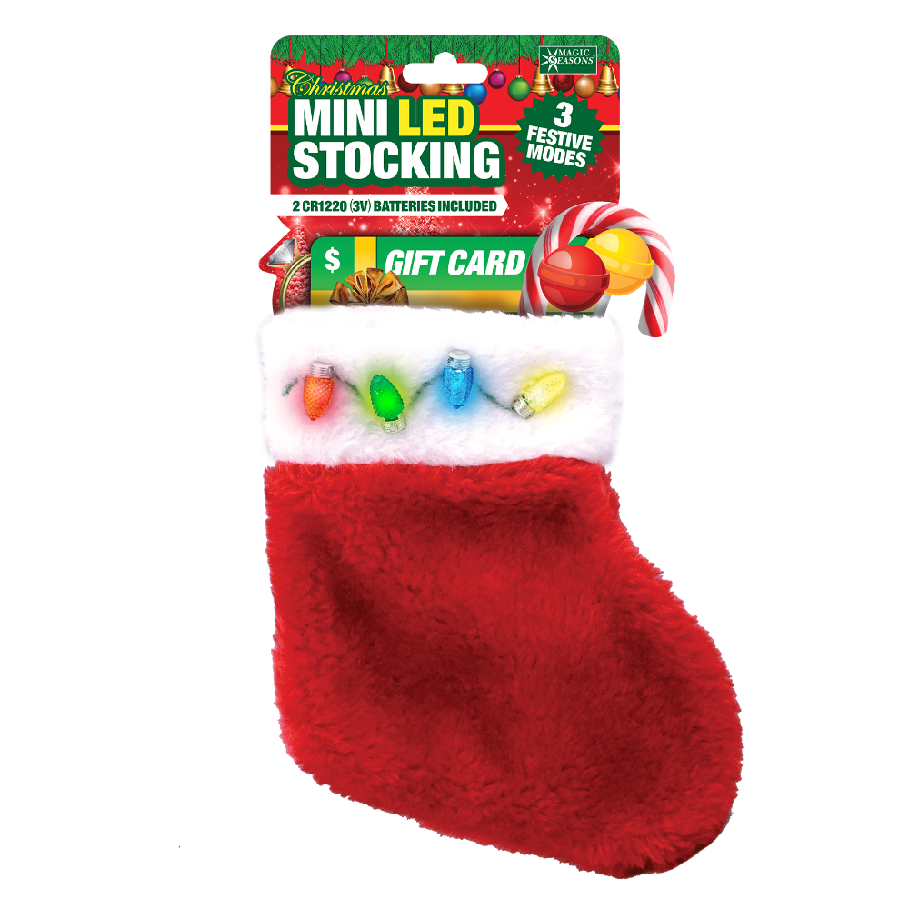 slide 1 of 1, Mini Led Stocking Gift Card Holder, 1 ct