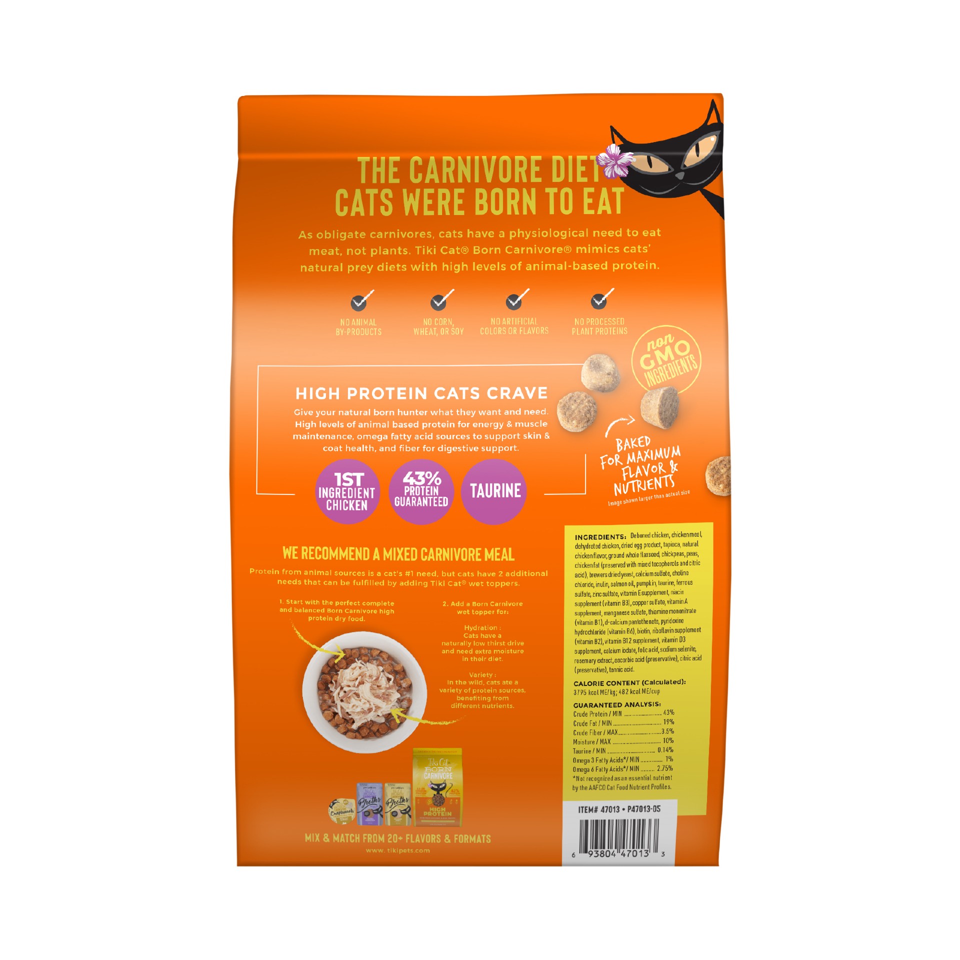 slide 4 of 7, Tiki Cat Born Carnivore High Protein Dry Cat Food, Deboned Chicken & Egg, 2.8 lbs. Bag, 2.8 lb