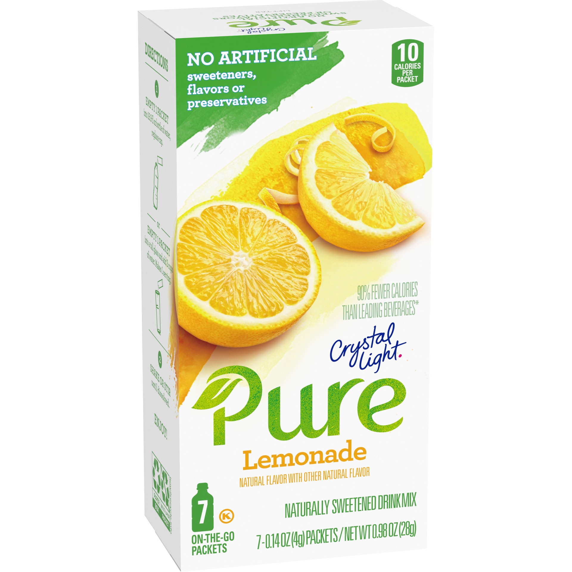 slide 2 of 6, Crystal Light Pure Lemonade Naturally Flavored Powdered Drink Mix with No Artificial Sweeteners On-the-Go, 7 ct; 0.14 oz