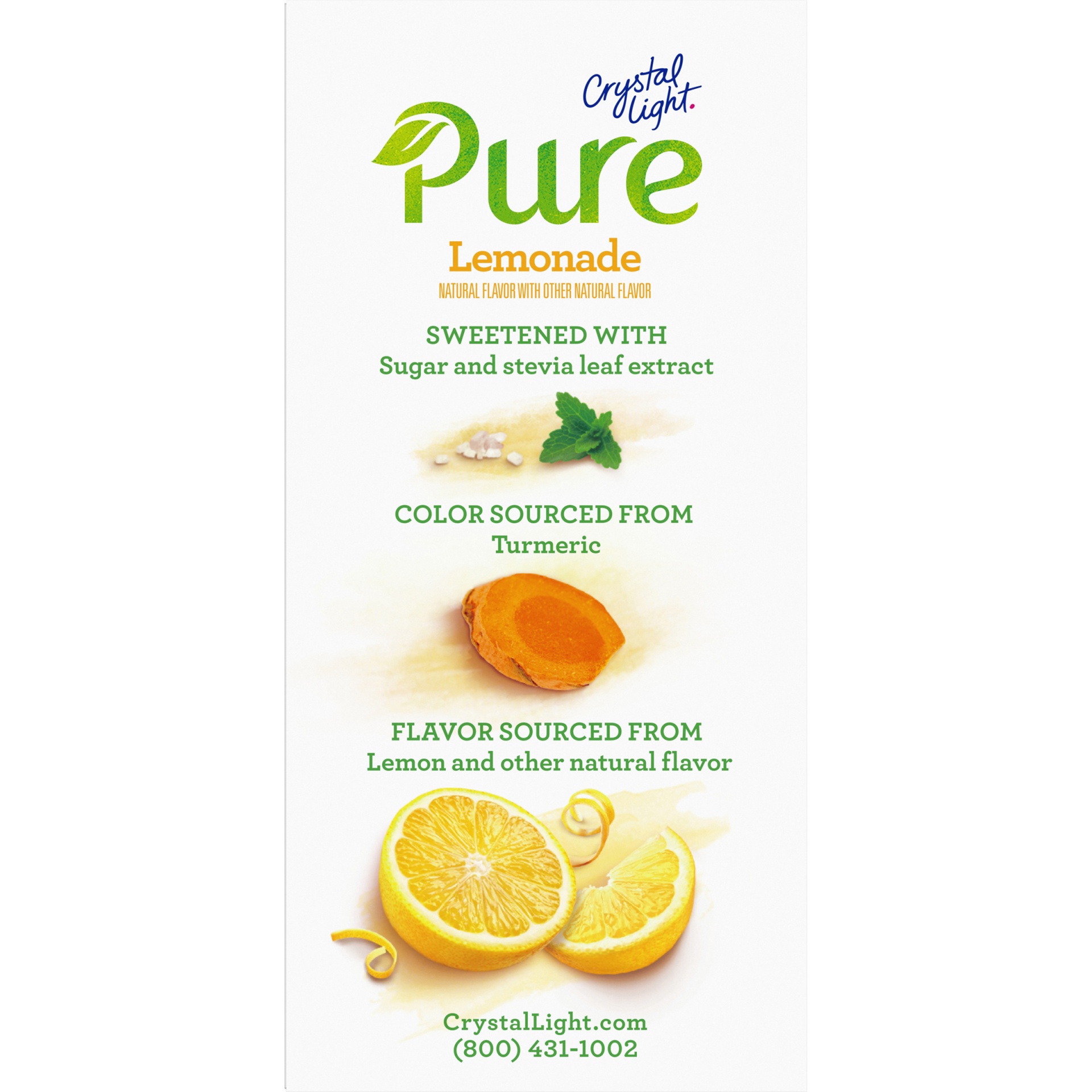 slide 4 of 6, Crystal Light Pure Lemonade Naturally Flavored Powdered Drink Mix with No Artificial Sweeteners On-the-Go, 7 ct; 0.14 oz