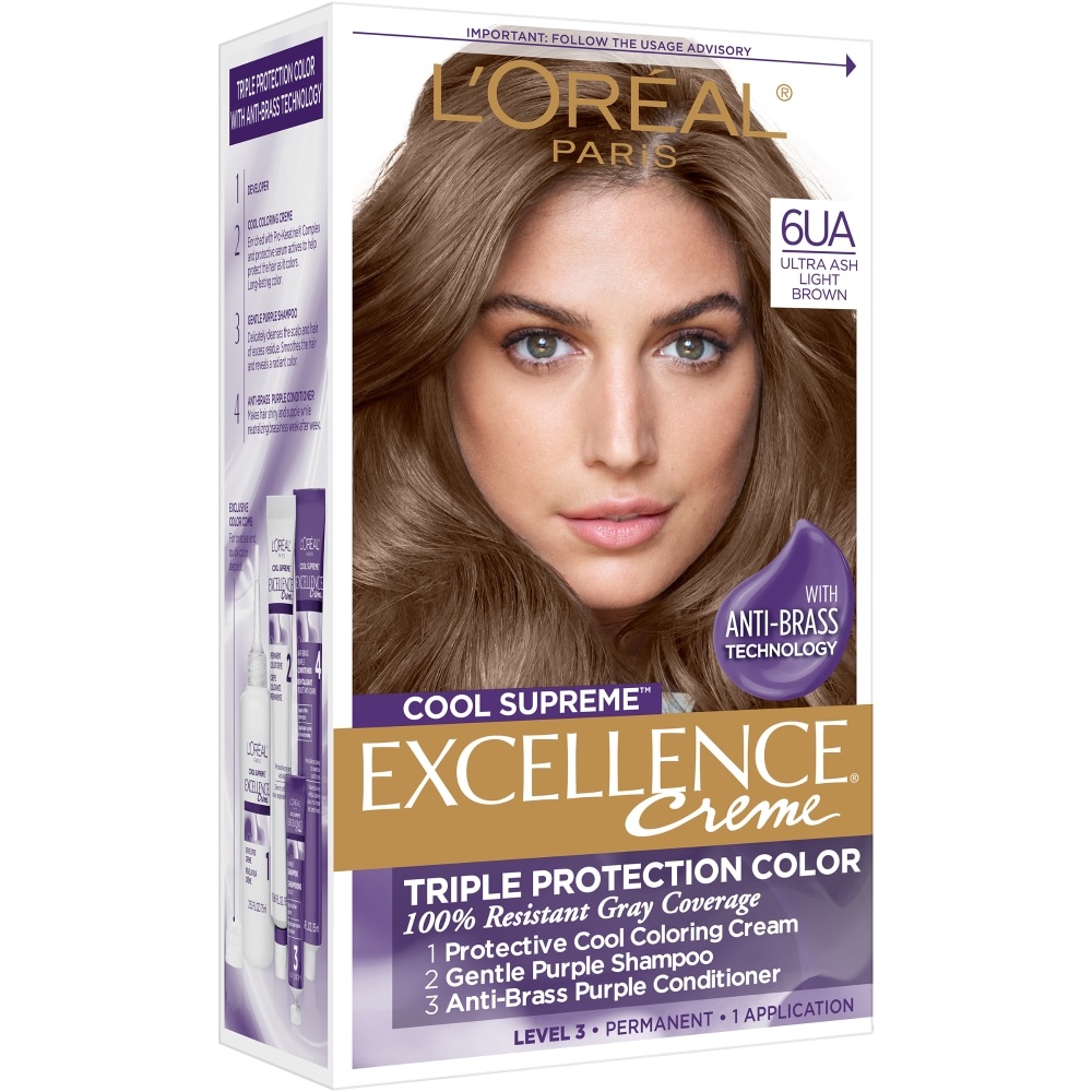 slide 1 of 1, L'Oréal Paris Excellence Creme Cool Supreme Permanent Hair Color 6UA Ultra Ash Light Brown, 1 ct