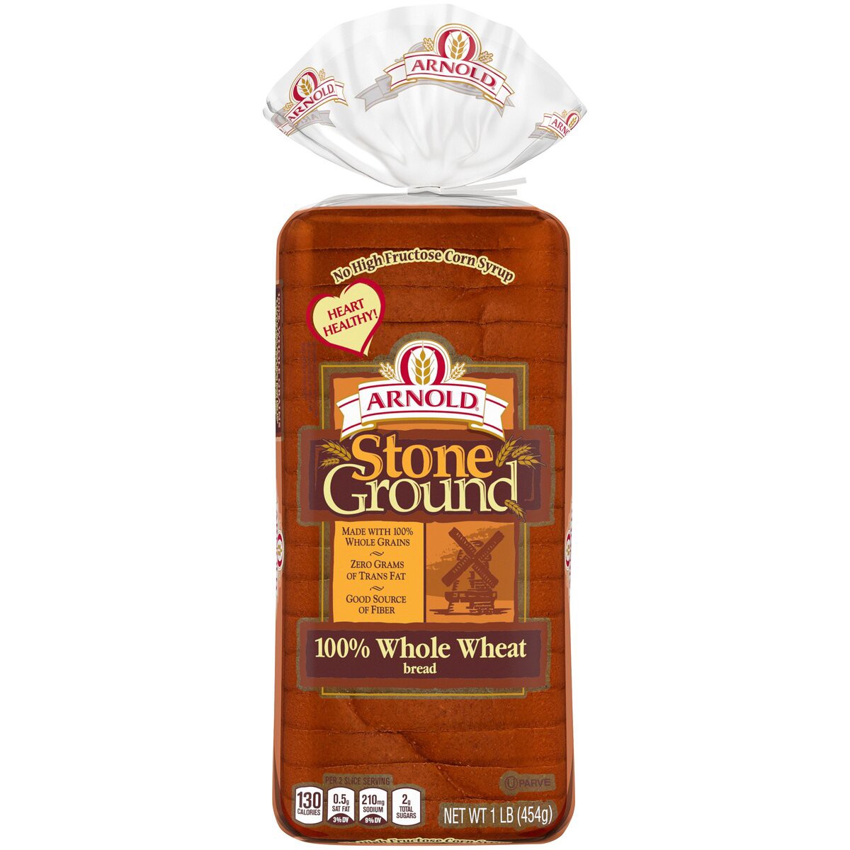 slide 1 of 5, Arnold Stone Ground 100% Whole Wheat Bread, 16.0 oz