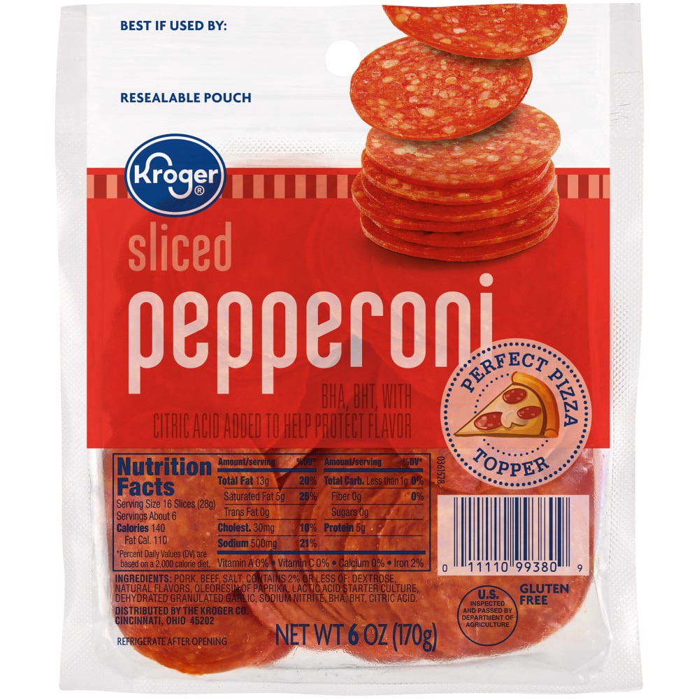 slide 1 of 2, Kroger Sliced Pepperoni, 6 oz