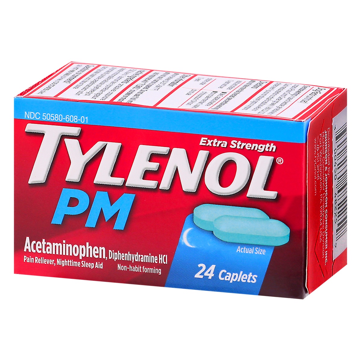 slide 3 of 10, Tylenol PM Extra Strength Nighttime Pain Reliever & Sleep Aid Caplets Acetaminophen & Diphenhydramine HCl, Relief for Nighttime Aches & Pains, Non-Habit Forming, 24 ct