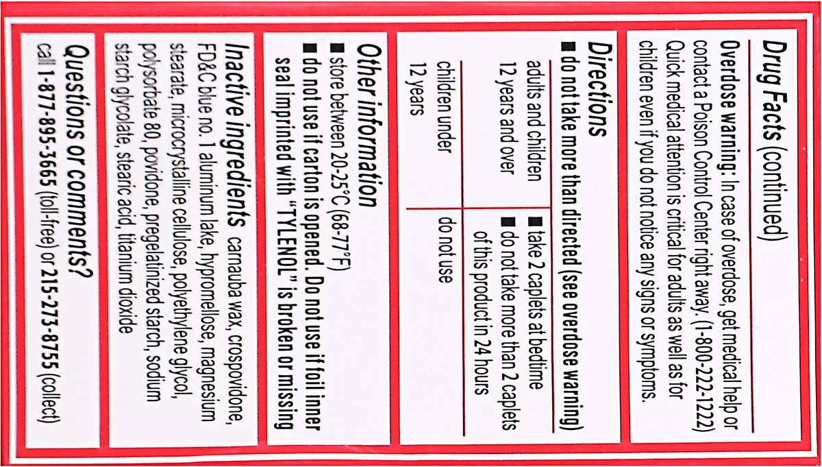 slide 5 of 10, Tylenol PM Extra Strength Nighttime Pain Reliever & Sleep Aid Caplets Acetaminophen & Diphenhydramine HCl, Relief for Nighttime Aches & Pains, Non-Habit Forming, 24 ct