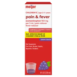 Meijer Children's Pain And Fever, Acetaminophen 160 Mg Per 5 Ml Oral Suspension, Grape Flavor, 8oz