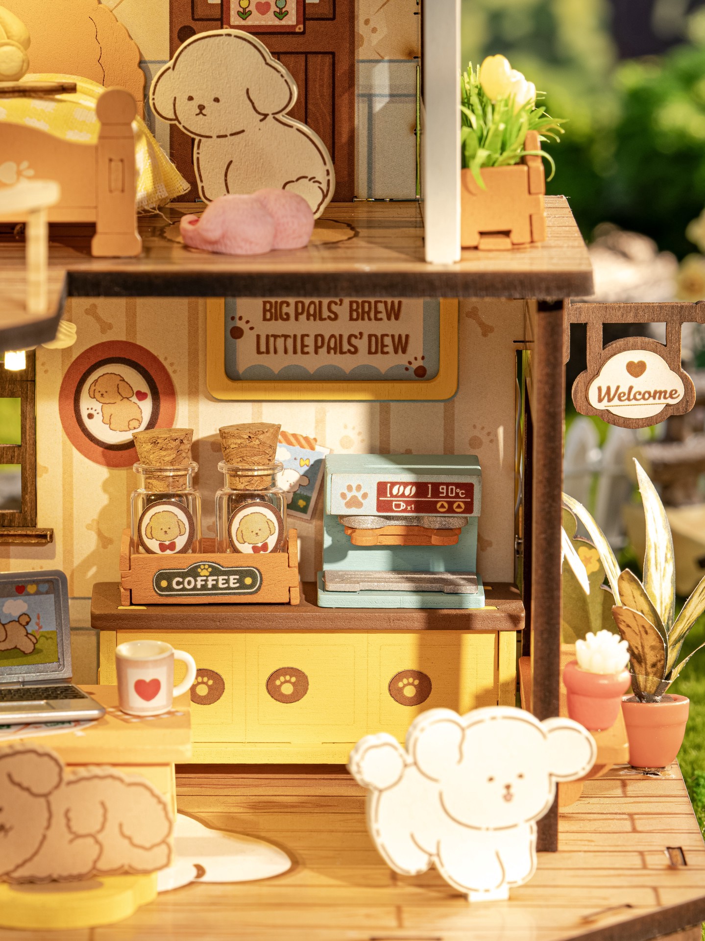 slide 9 of 9, Robotime Rolife Puppy's Cozy Villa Diy Miniature House Kit, 8.5 in x 7 in x 9.25 in