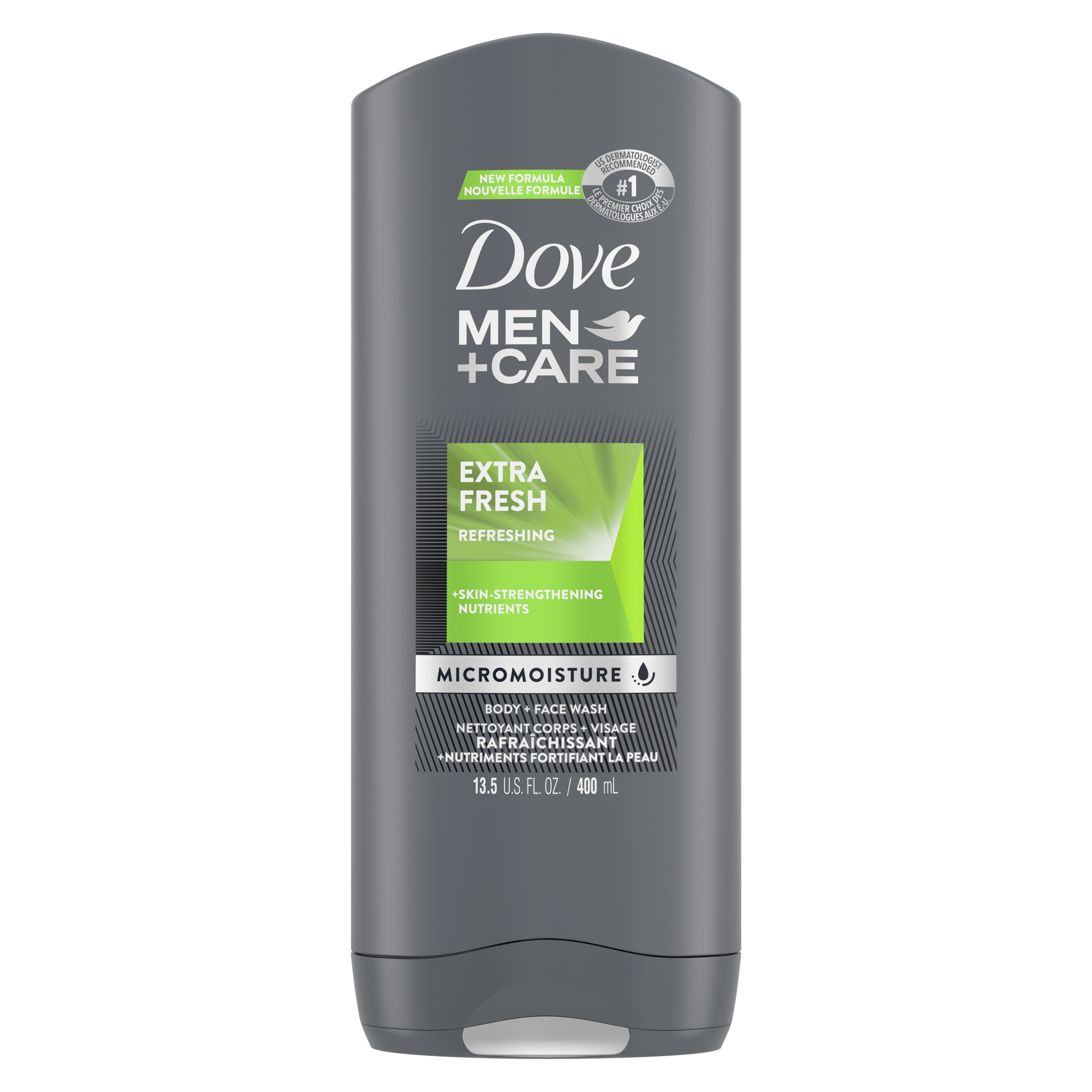 slide 4 of 4, Dove Men+Care Dove Refreshing Extra Fresh Body and Face Wash, 13.5 fl oz