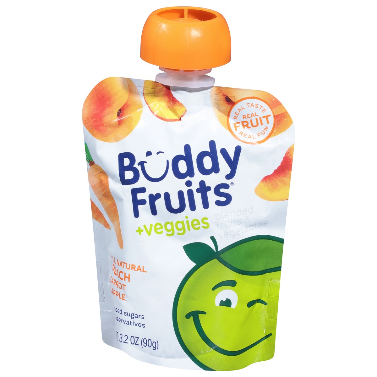 slide 3 of 9, Buddy Fruitss & Veggies Apple, Carrot & Orange Pouch, 3.2 oz