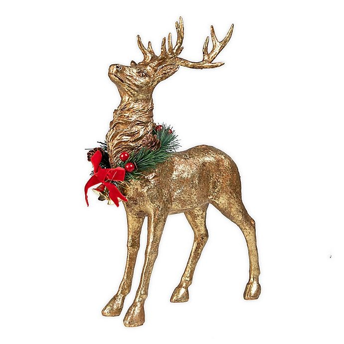 slide 1 of 1, Winter Wonderland Decorative Standing Reindeer - Gold, 1 ct