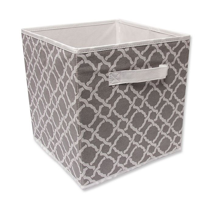 slide 1 of 1, Relaxed Living Fabric Storage Bin - Grey/White Mulberry, 11 in