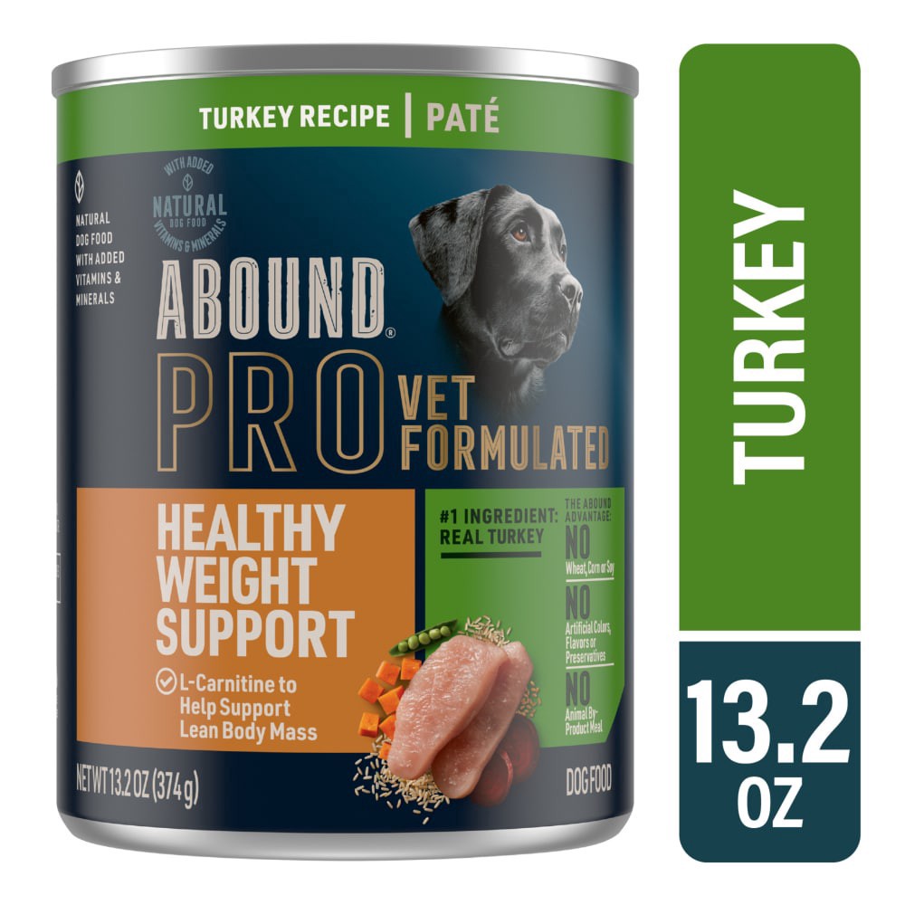 slide 1 of 6, Abound Turkey Weight Management Wet Dog Food Can, 13.2 oz