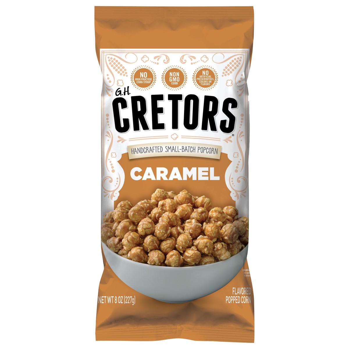 slide 1 of 2, GH Cretors Cretors Caramel Flavored Popped Corn 8 oz, 8 oz