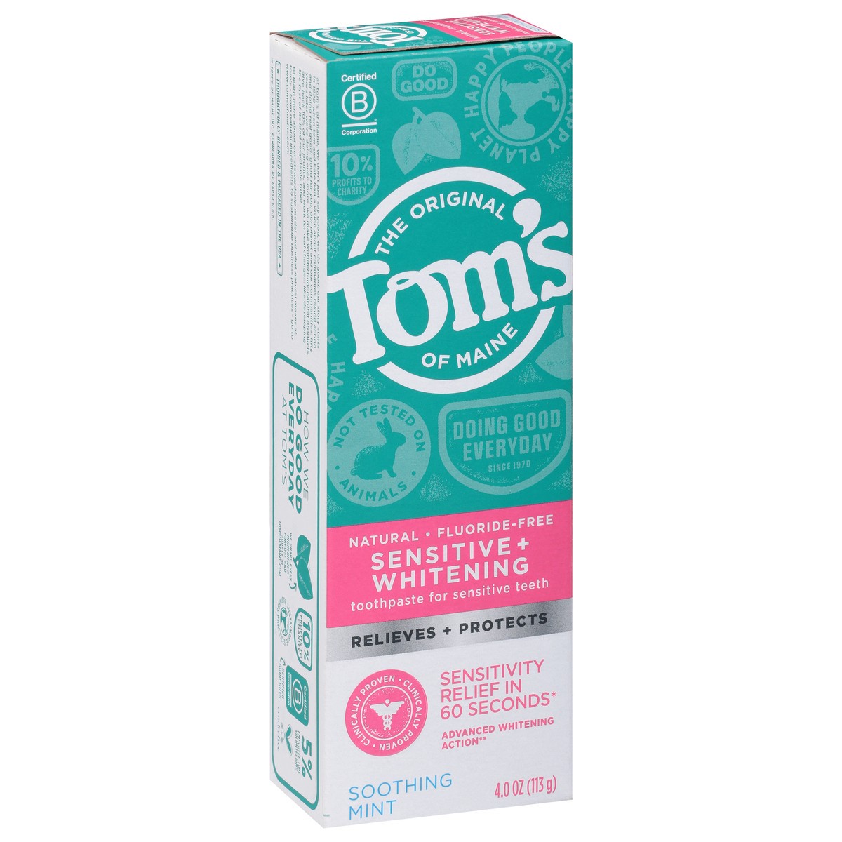 slide 2 of 9, Tom's of Maine Tom’s of Maine Sensitive + Whitening Fluoride Free Toothpaste, Soothing Mint 4.0 Oz., 4 oz