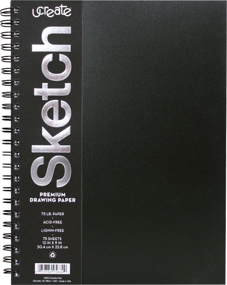 slide 1 of 1, CPP International Carolina Pad 9x12 Sketch Book - Black, 75 ct