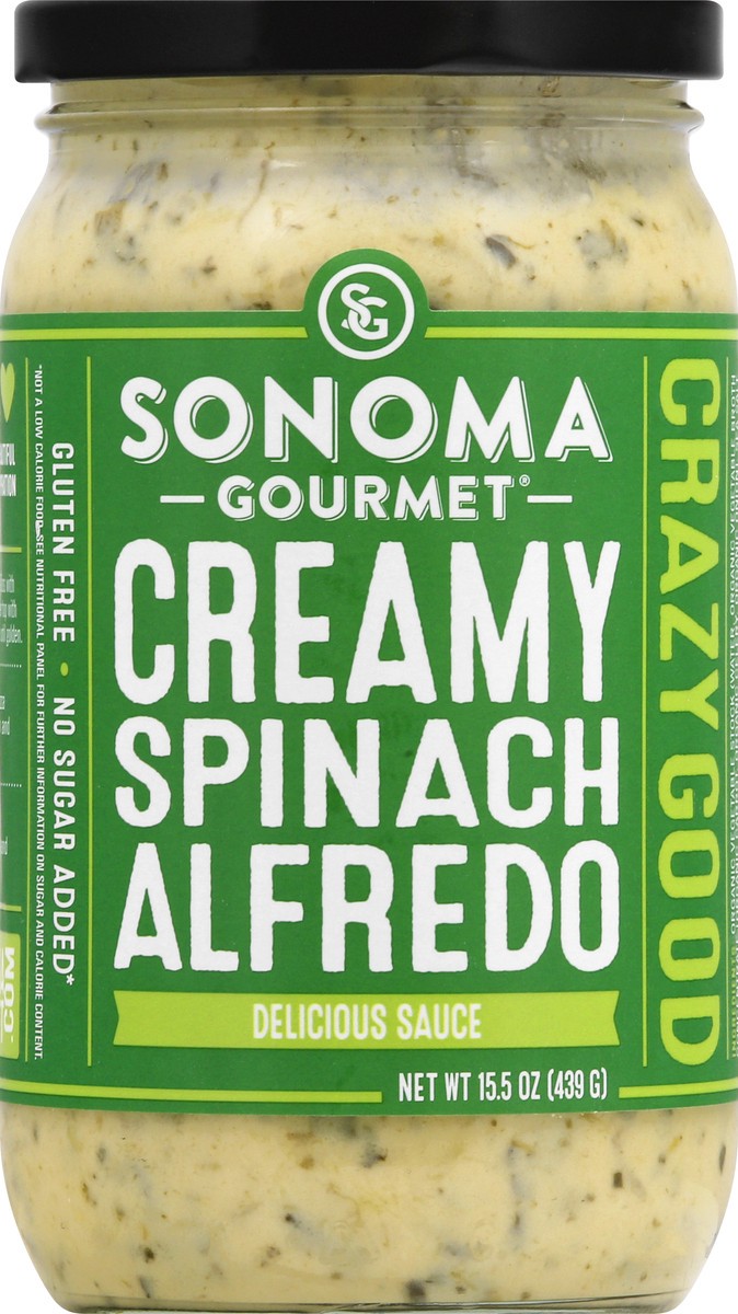 slide 9 of 10, Sonoma Gourmet Delicious Creamy Spinach Alfredo Sauce 15.5 oz, 15.5 oz