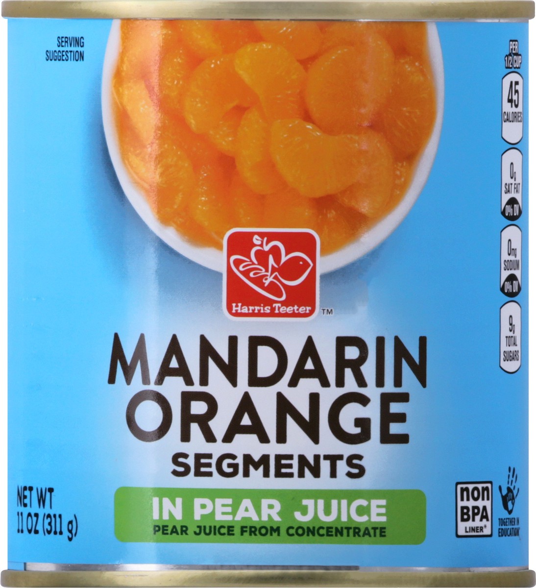 slide 7 of 11, Harris Teeter Mandarin Oranges Segments - Lite, 11 oz