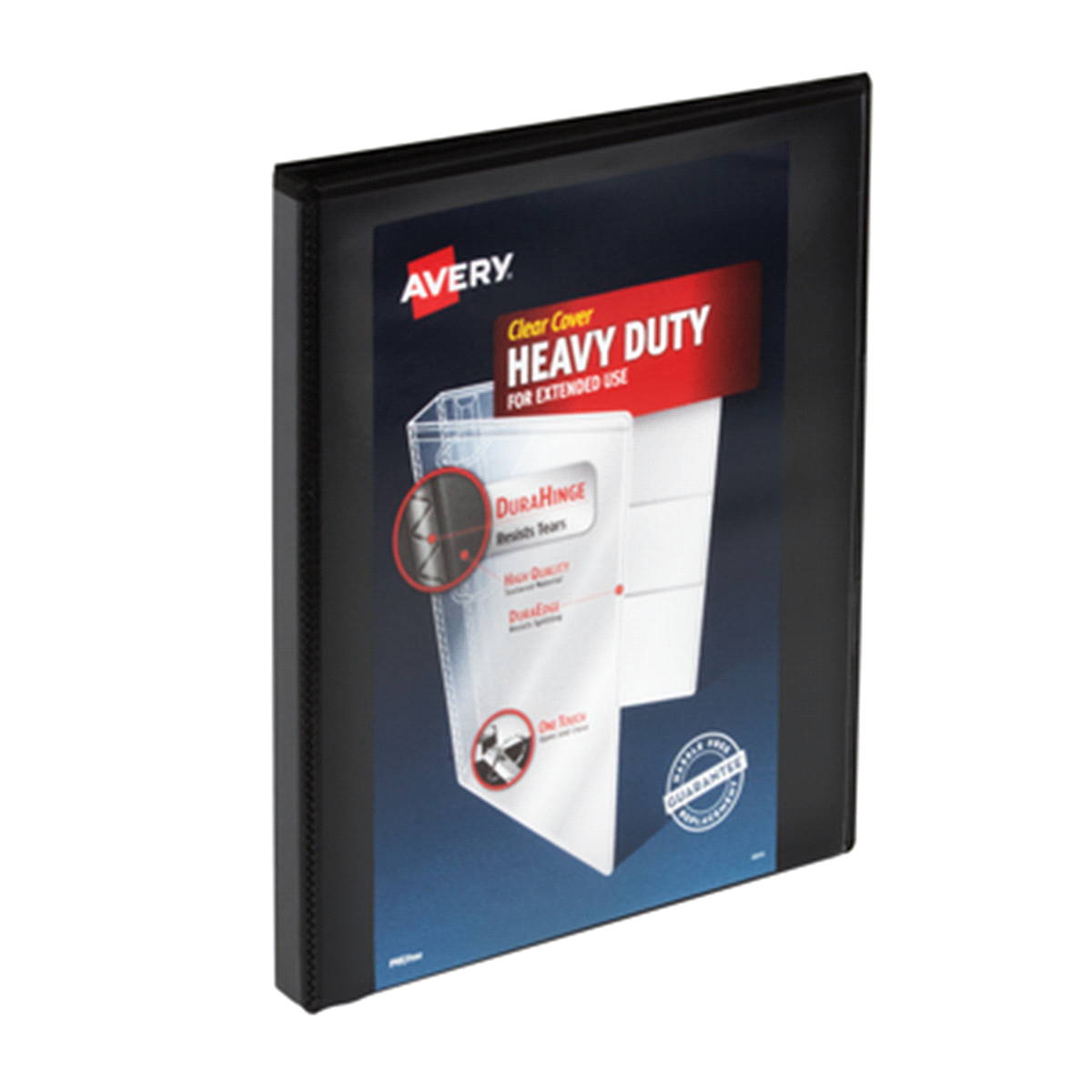 slide 1 of 1, Avery Clear Cover Heavy Duty Binder - Black, 0.5 in