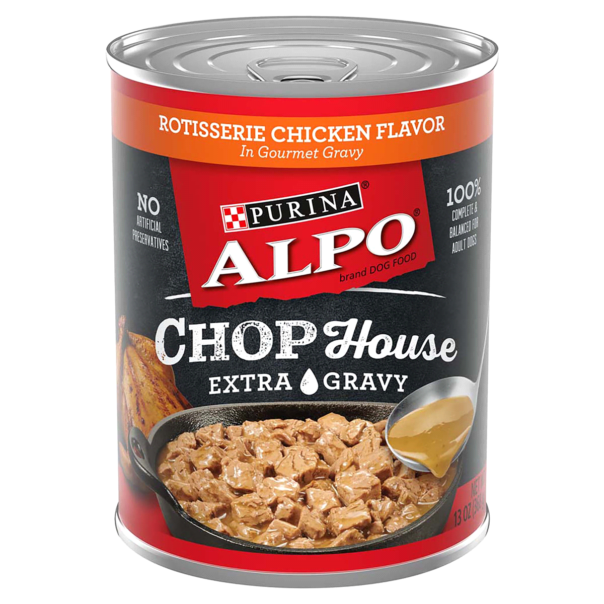 slide 1 of 1, ALPO WET DOG FOOD Alpo Chop House Rotisserie Chicken Flavor In Gourmet Gravy, 13 oz