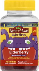 Nature Made Kids First Elderberry with Vitamin C and Zinc, Dietary Supplement for Immune Support, 40 Elderberry Gummies