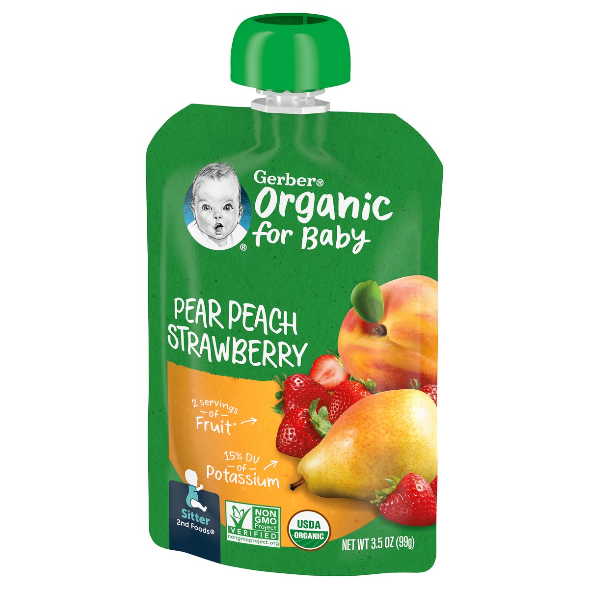 slide 6 of 12, Gerber 2nd Foods Organic for Baby Baby Food, Pear Peach Strawberry, 3.5 oz Pouch, 3.5 oz