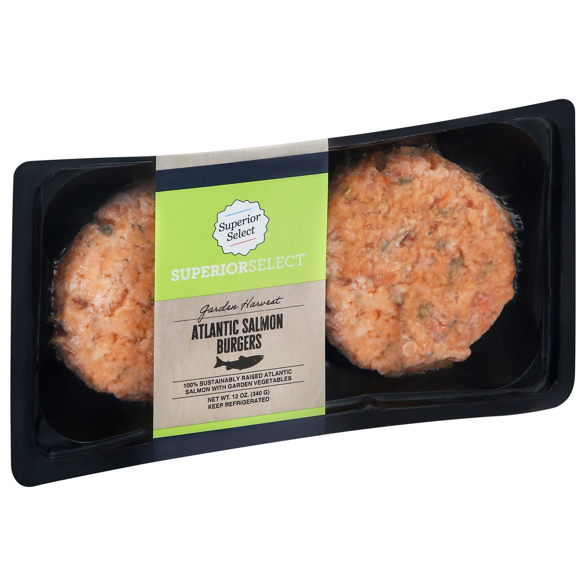 slide 4 of 14, Seafood Salmon Atl Burg Garden Harvest, 12 oz