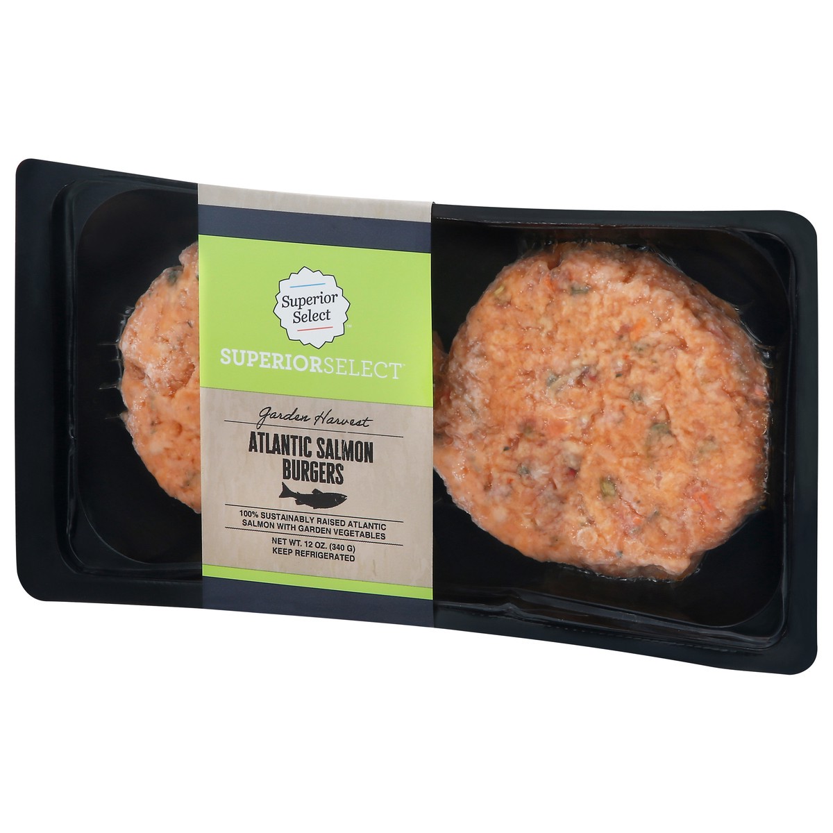 slide 7 of 14, Seafood Salmon Atl Burg Garden Harvest, 12 oz