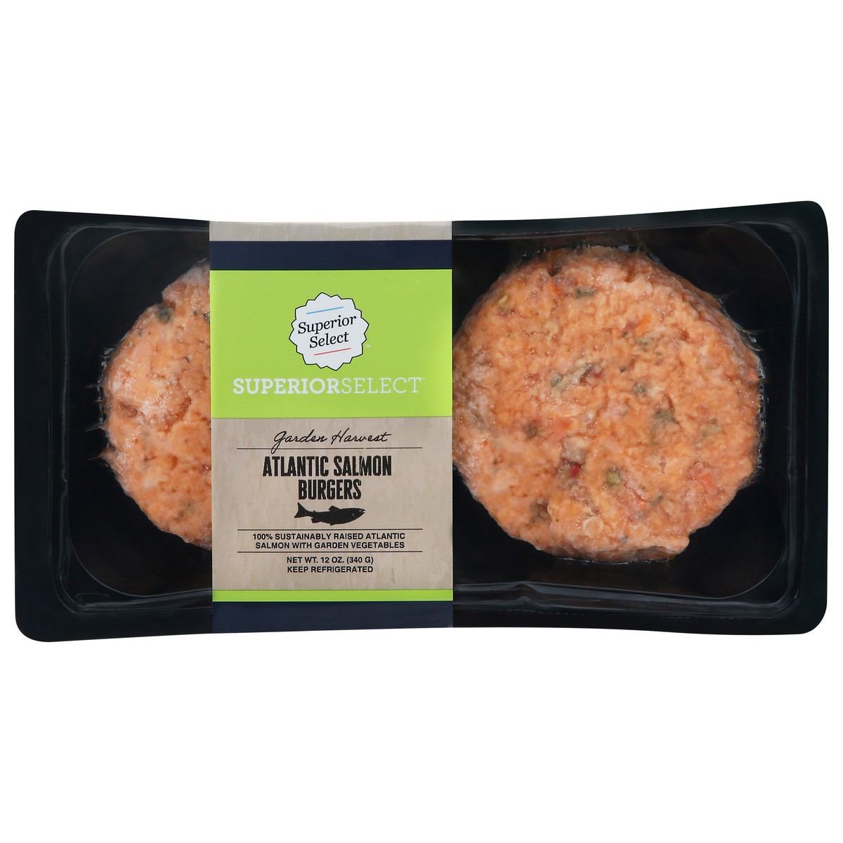 slide 8 of 14, Seafood Salmon Atl Burg Garden Harvest, 12 oz