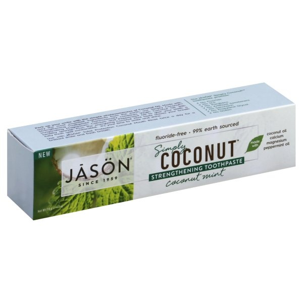 slide 1 of 1, Jason JĀSON Simply Coconut Coconut Mint Whitening Toothpaste 4.2 oz. Box, 4.2 oz
