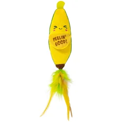 Petstages Peelin' Good Banana Kicker Catnip Toy and Dental Toy for Cats - Yellow