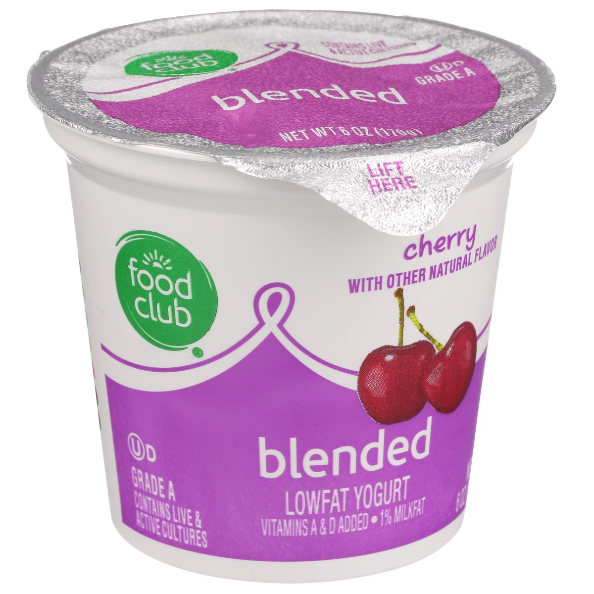 slide 2 of 9, Food Club Cherry Blended Lowfat Yogurt, 6 oz