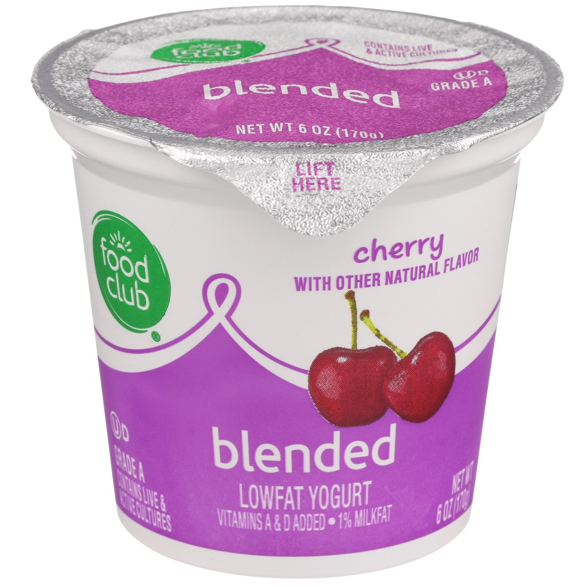 slide 1 of 9, Food Club Cherry Blended Lowfat Yogurt, 6 oz