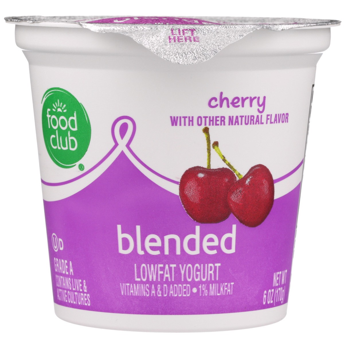 slide 8 of 9, Food Club Cherry Blended Lowfat Yogurt, 6 oz