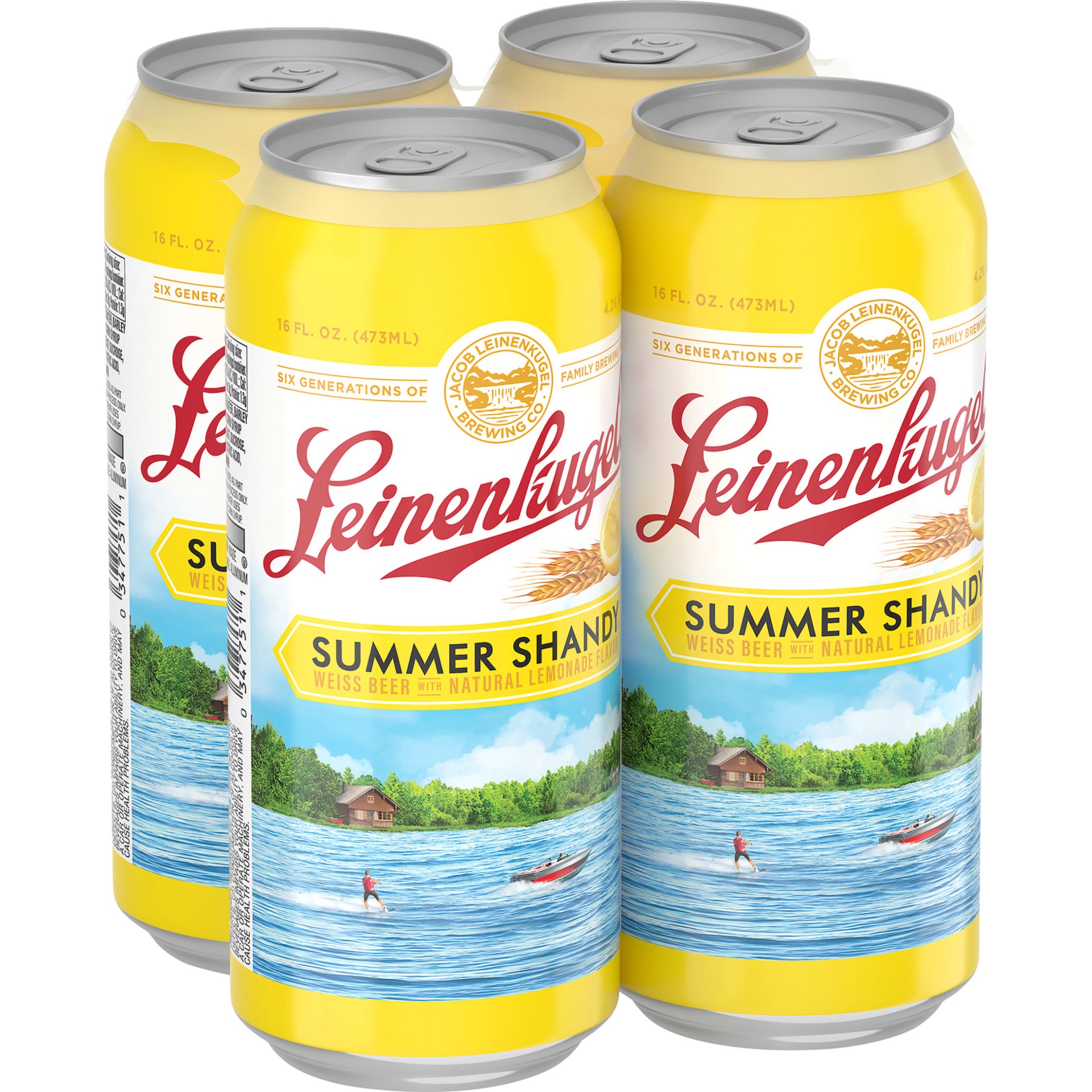 slide 5 of 5, Leinenkugel's Summer Shandy Craft Beer, 4.2% ABV, 4-pack, 16-oz beer cans, 16 fl oz