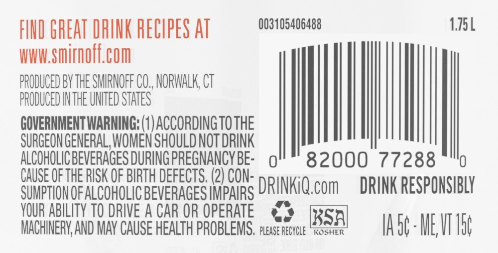 slide 3 of 4, Smirnoff Ruby Red Grapefruit (Vodka Infused With Natural Flavors), 1.75 L, 1.75 liter