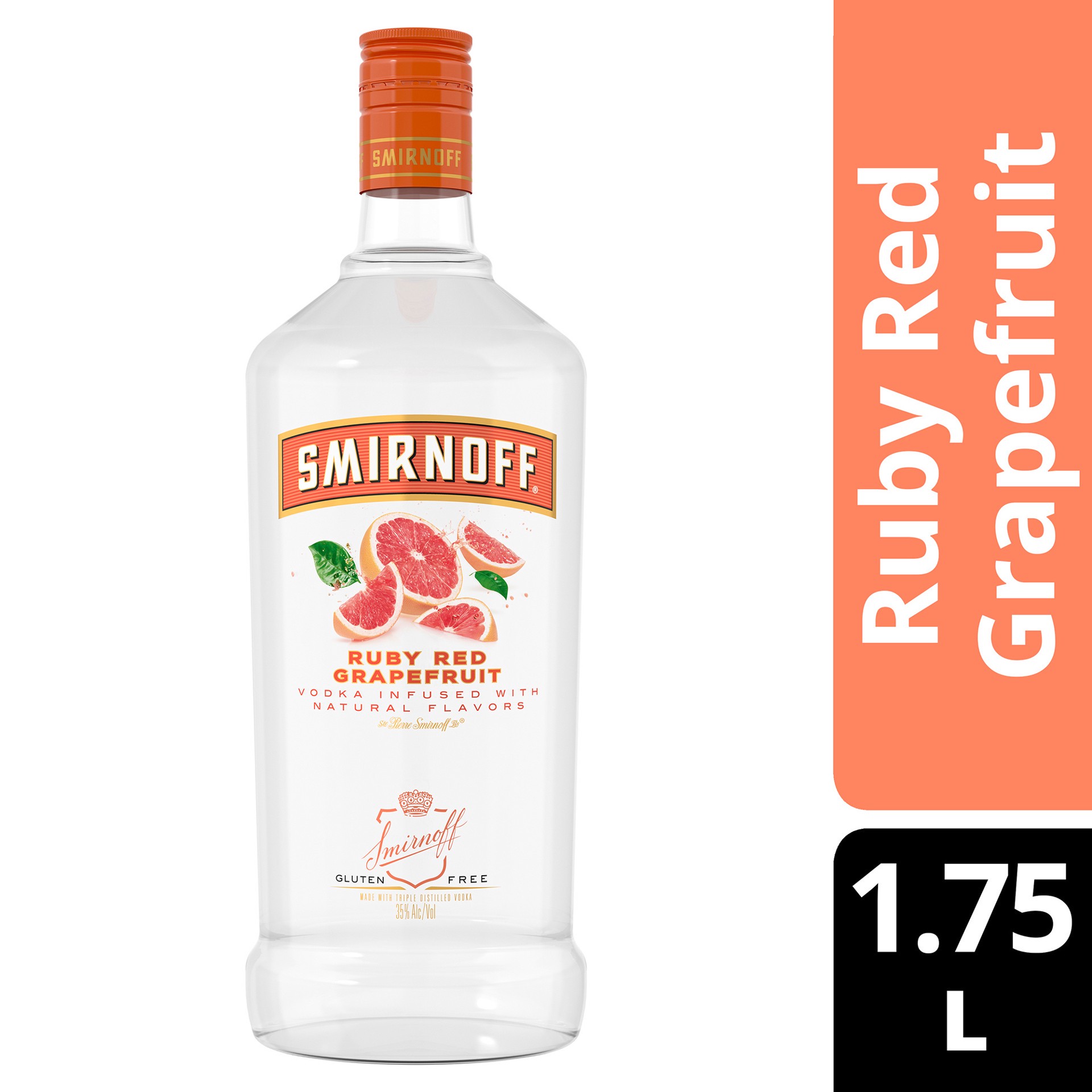 slide 1 of 4, Smirnoff Ruby Red Grapefruit (Vodka Infused With Natural Flavors), 1.75 L, 1.75 liter