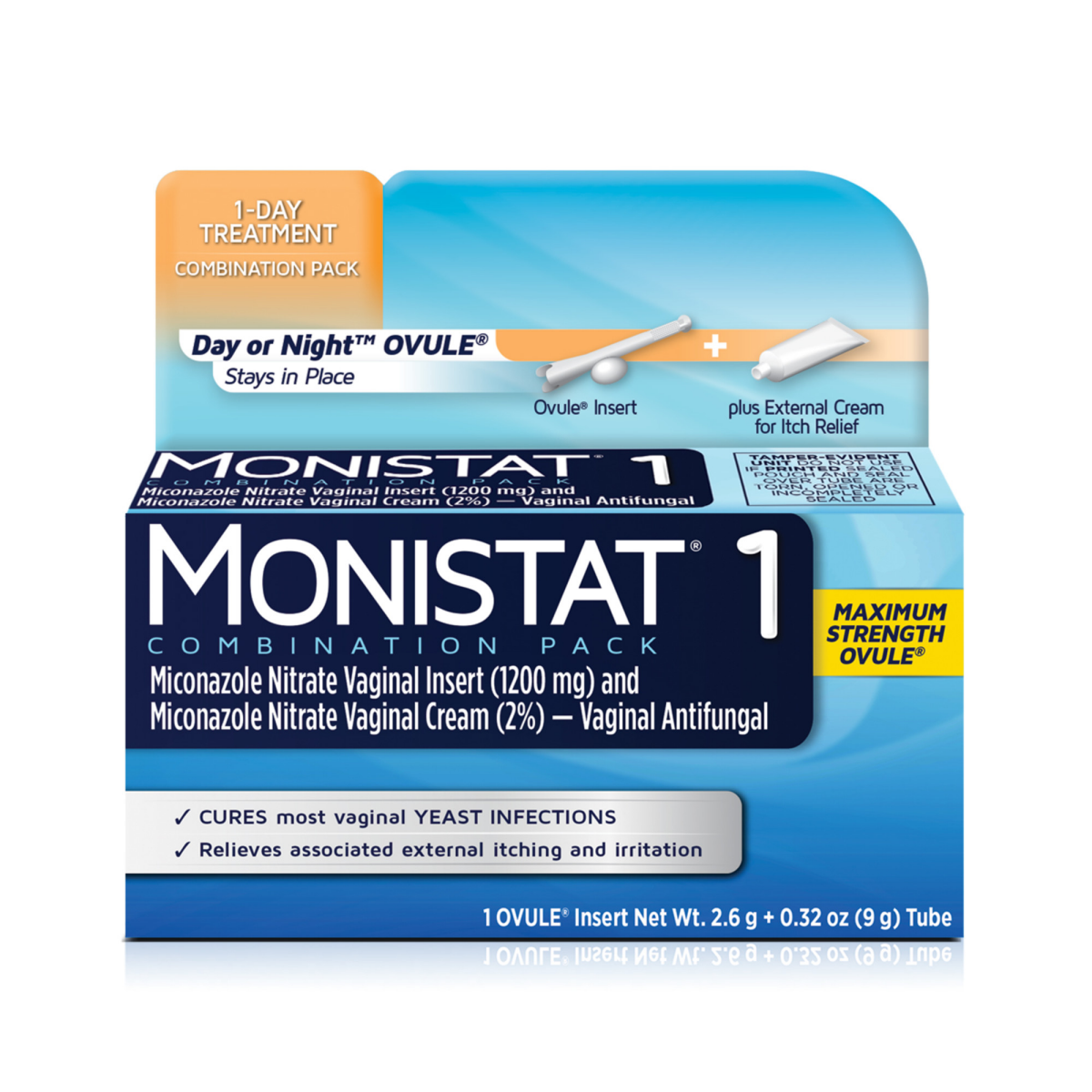 slide 1 of 1, Monistat 1 Day Women's Yeast Infection Treatment, 1 Ovule Insert & Itch Cream, 1 ct