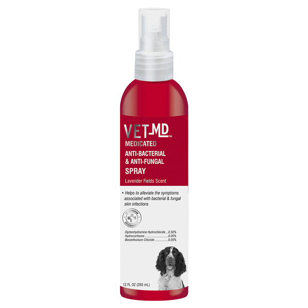 slide 1 of 1, VetMD Medicated Anti-Bacterial & Anti-Fungal Spray, 12 oz